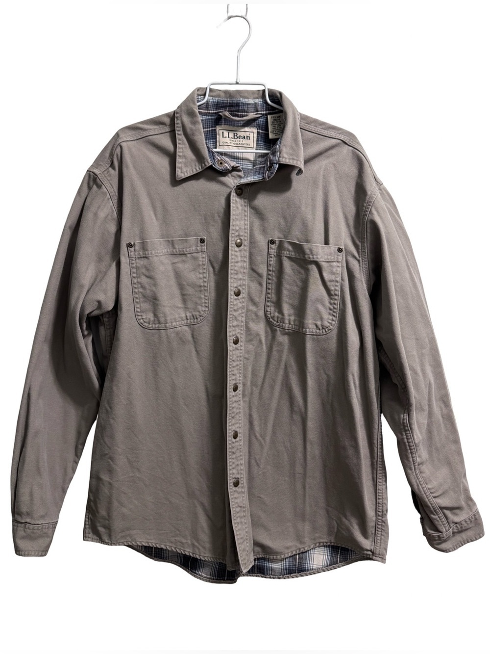 Vintage L.L. Bean Flannel Lined Canvas Shirt Jacket Size Large